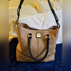 Dooney & Bourke Brown Leather Chelsea Tote with Black Accents